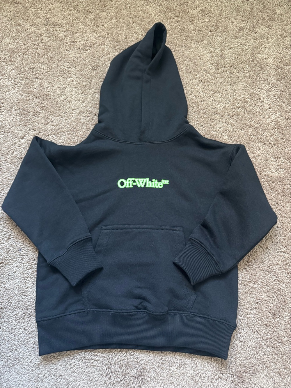 Off-White c/o Virgil Abloh 2013 Kids Size 5 Glow-In-The-Dark Black Hoodie Street